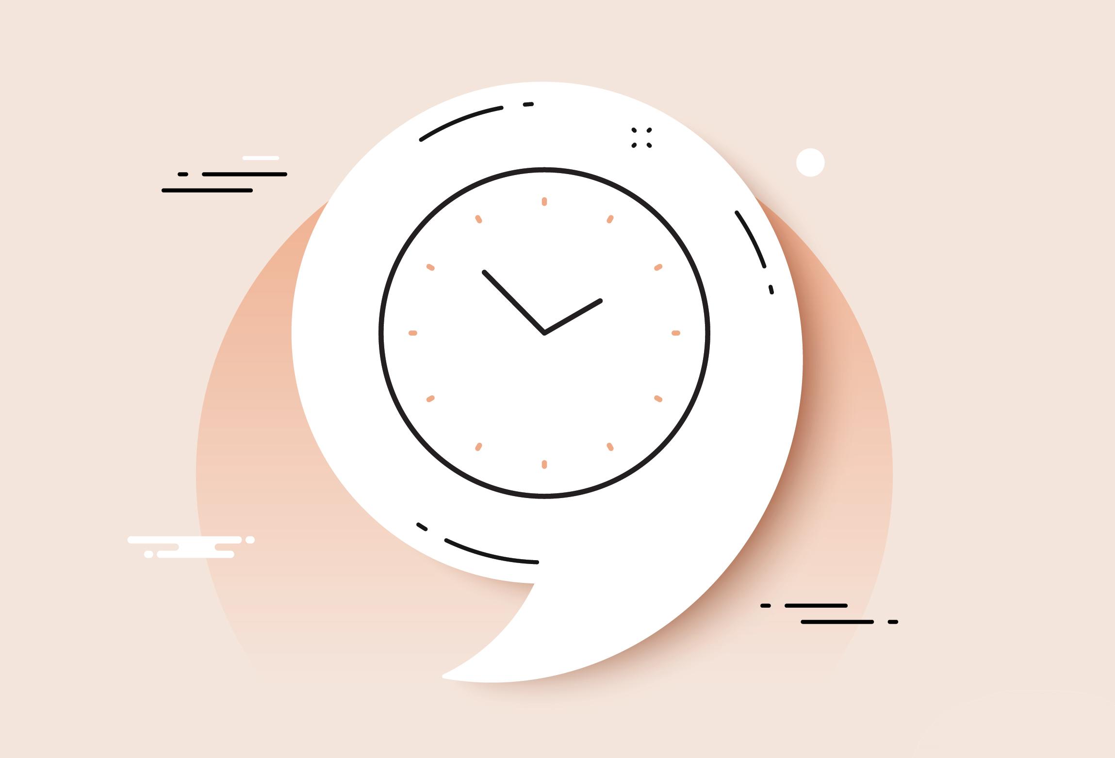 graphic of a clock in the shape of a comma